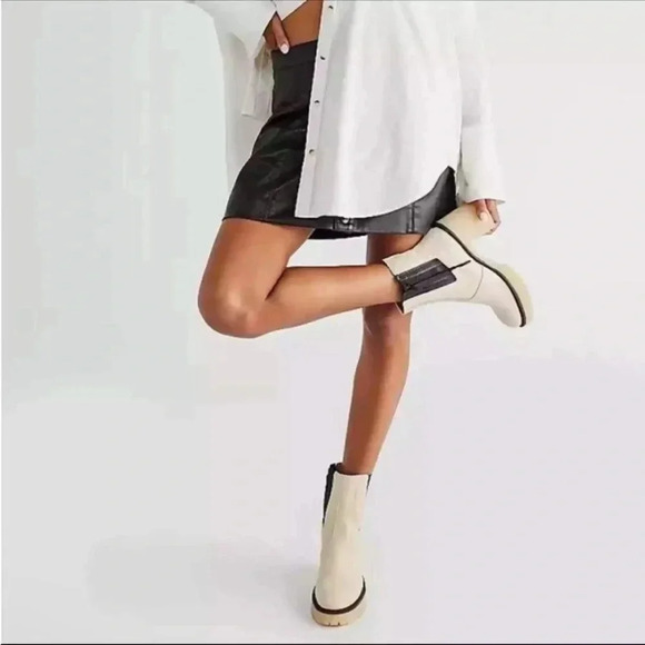Free People Cream and Black Heeled Boots - Picture 11 of 14